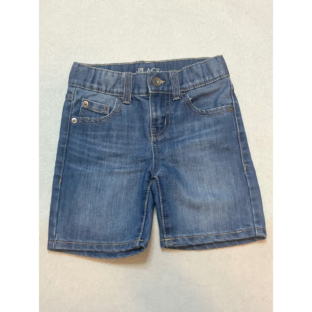 The Childrens Place Boys Blue Denim Shorts Size 5 Medium Wash Adjustable Waist